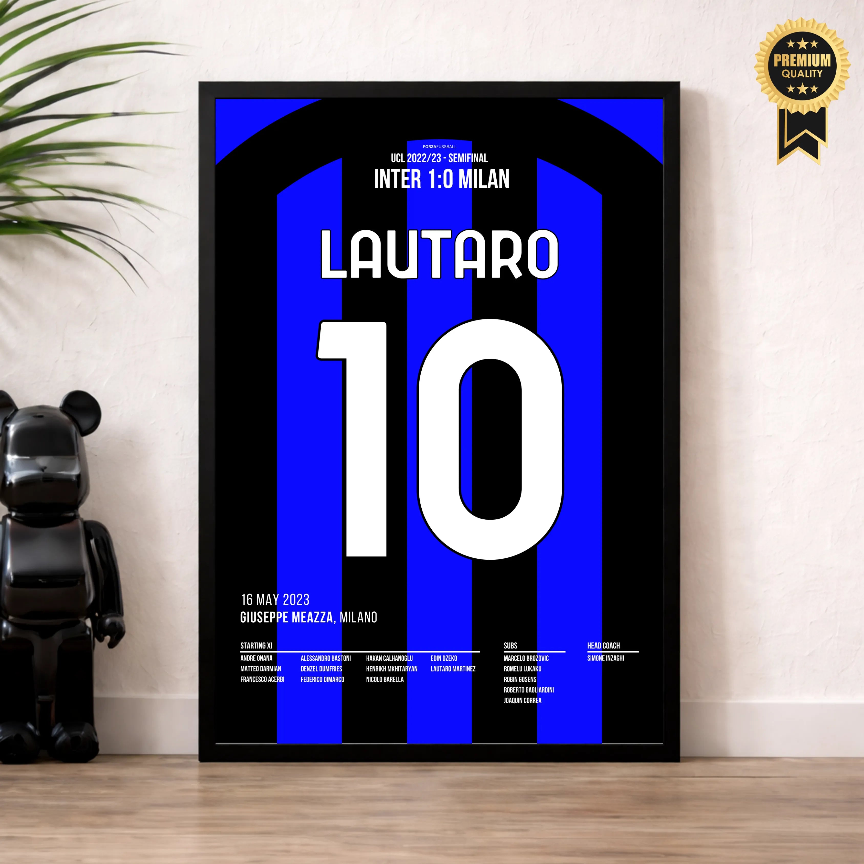 Lautaro Martinez schießt Inter im Derby ins CL Finale Fußball Poster mit Rahmen