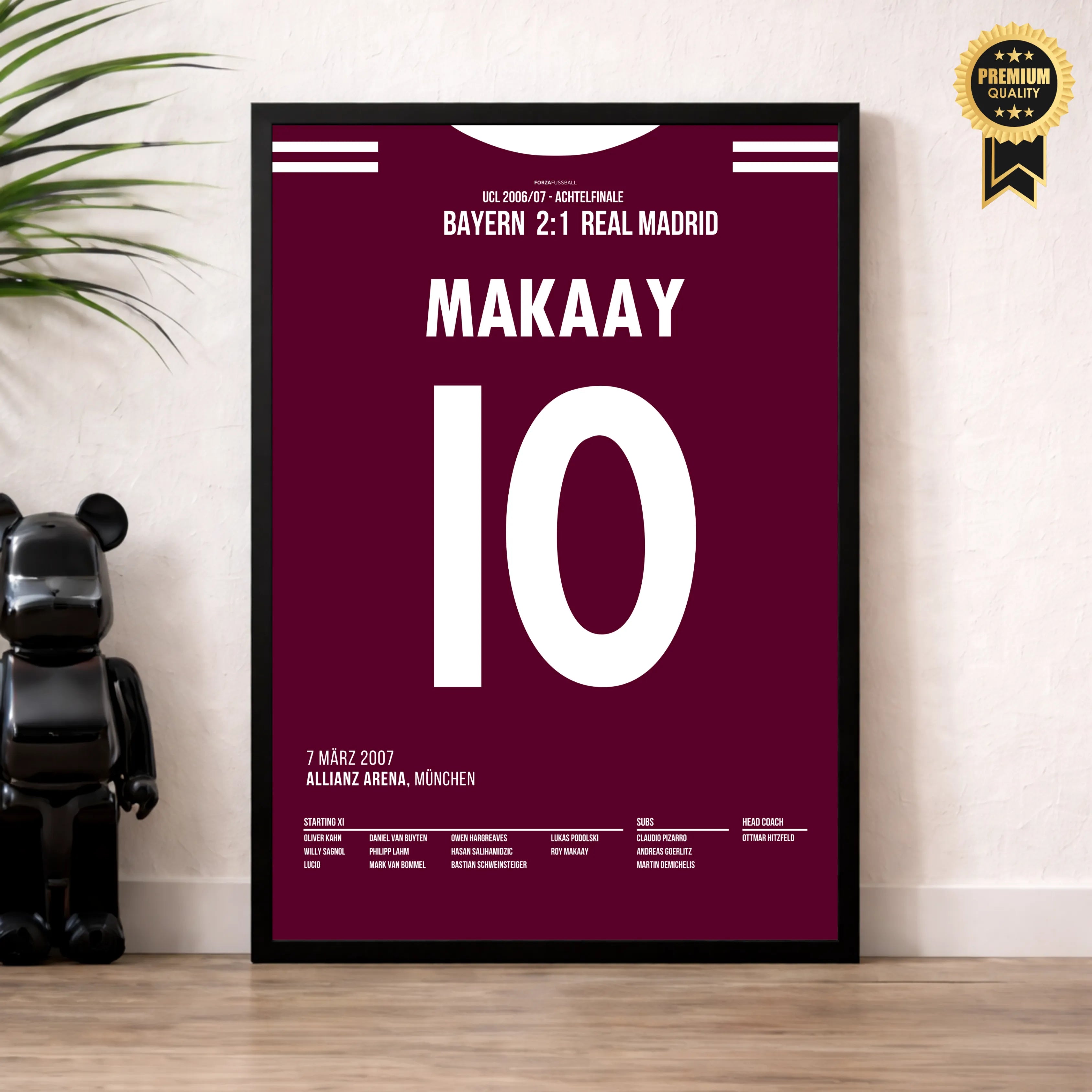 10 Sekunden! Roy Makaay erzielt das schnellste Tor der CL Geschichte Fußball Poster mit Rahmen