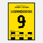 Lewandowski´s historischer Viererpack gegen Real Madrid Fußball Poster mit Rahmen