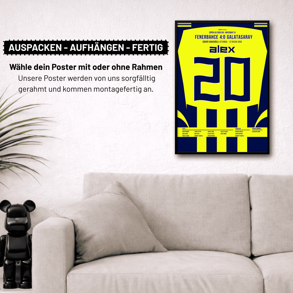 Alex führt Fener zum 4:0 Derbysieg gegen Gala Fußball Poster mit Rahmen