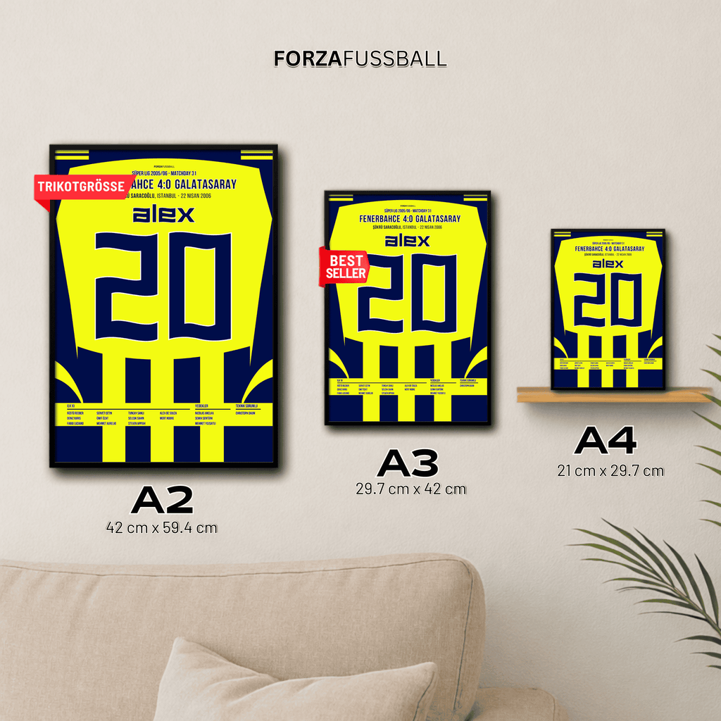 Alex führt Fener zum 4:0 Derbysieg gegen Gala Fußball Poster mit Rahmen
