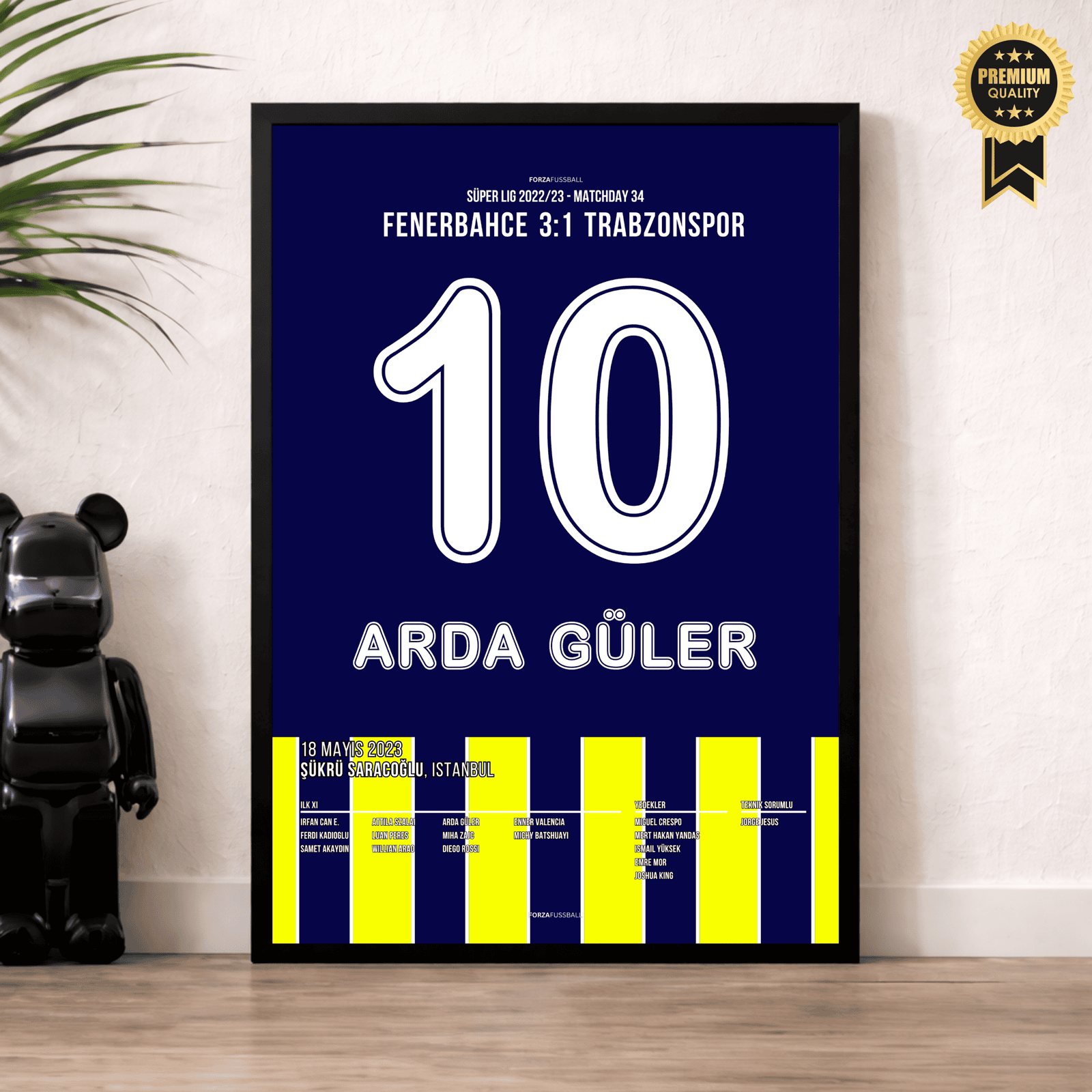 Arda Güler mit Vorlage zum Sieg gegen Trabzonspor Fußball Poster mit Rahmen