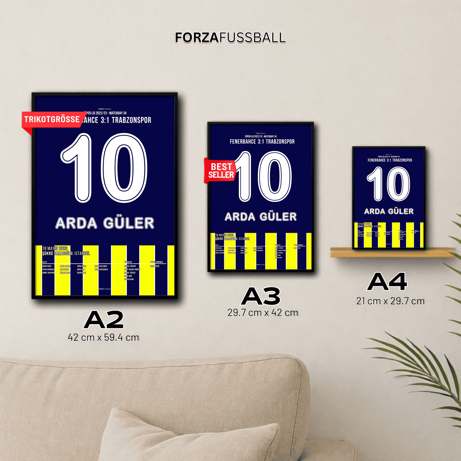 Arda Güler mit Vorlage zum Sieg gegen Trabzonspor Fußball Poster mit Rahmen
