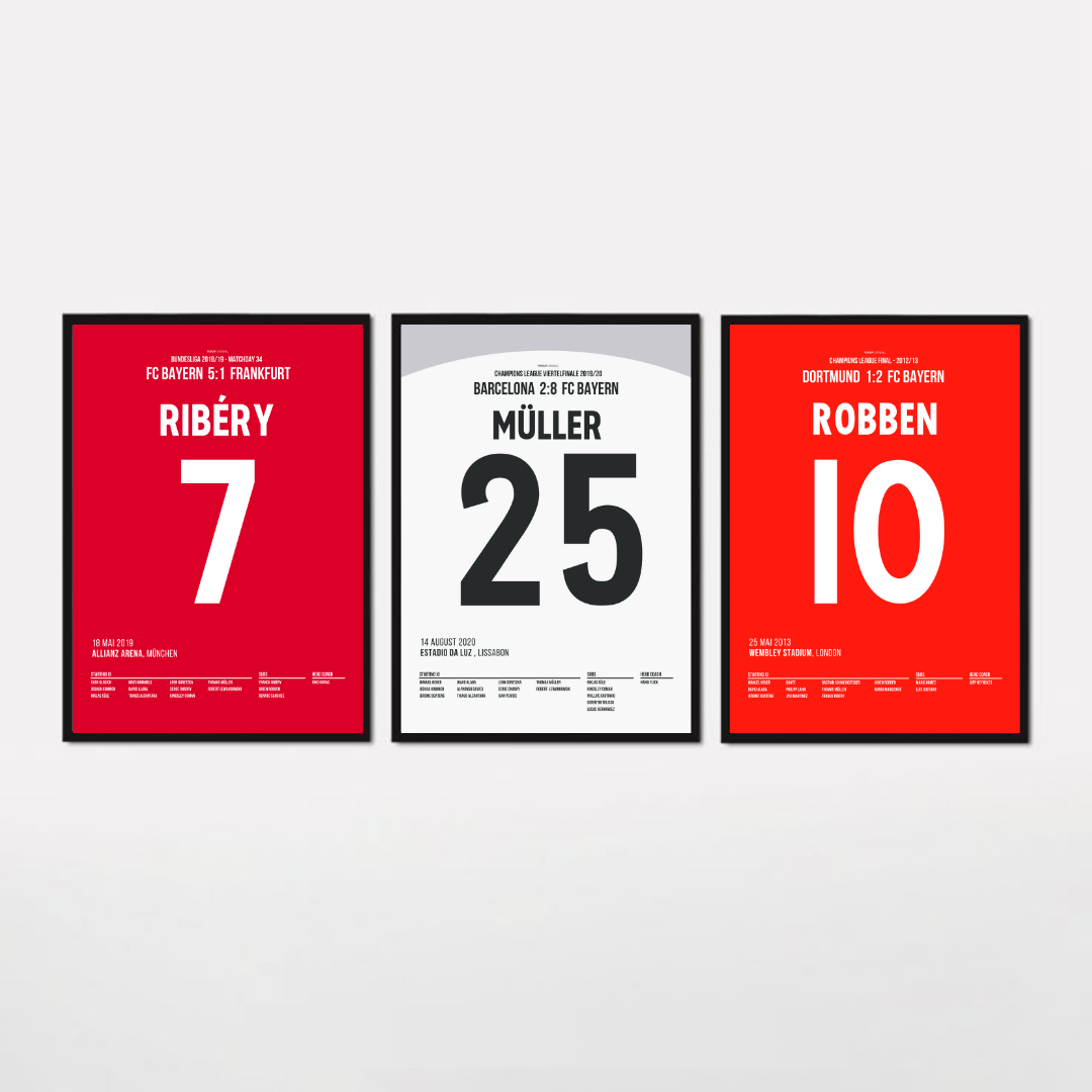 Bayern Legenden Bundle Fußball Poster mit Rahmen