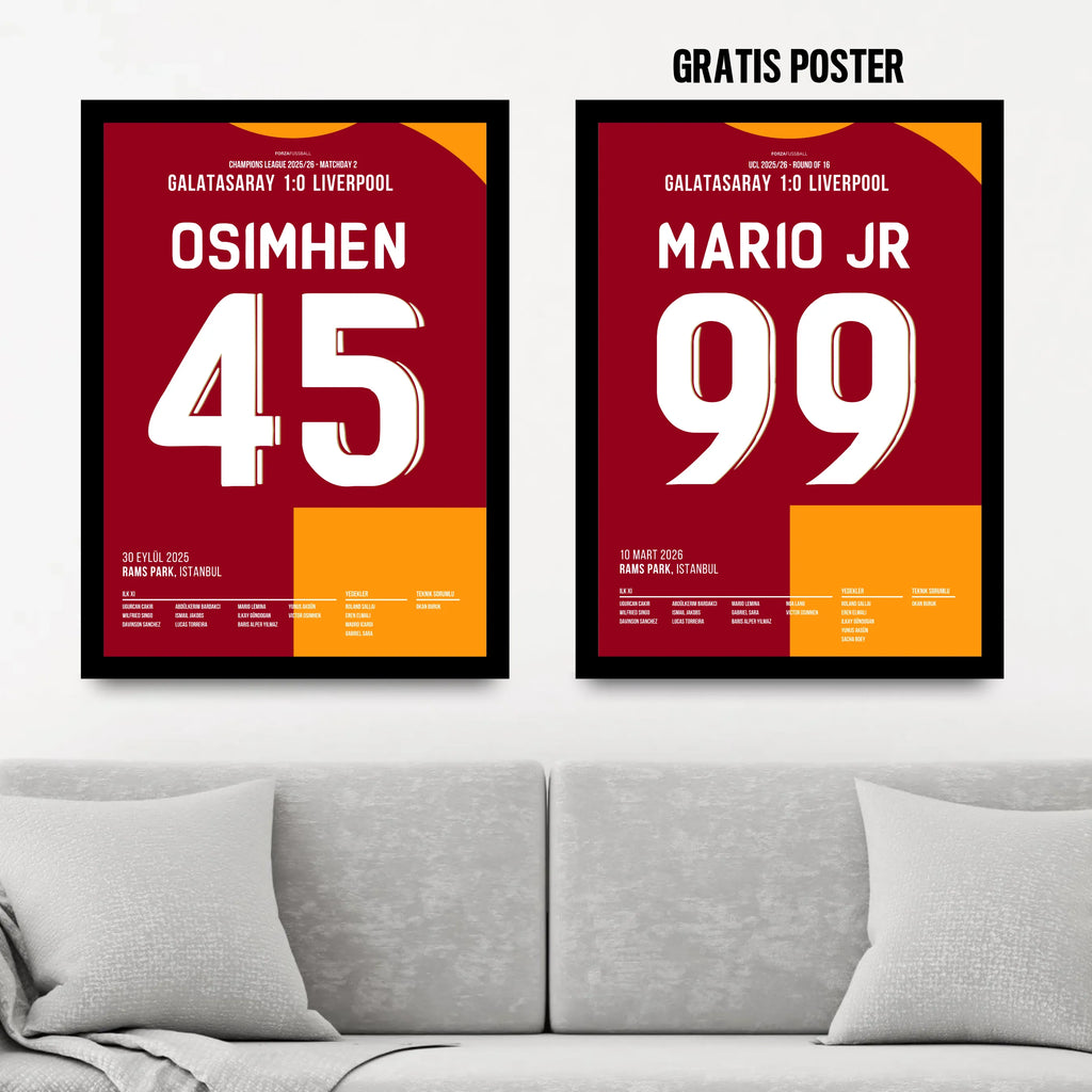 Osimhen X Lemina vs Liverpool - 1+1 Set Fußball Poster mit Rahmen