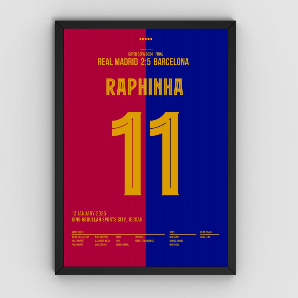 Raphinha Super Cup - El Clasico Set Fußball Poster mit Rahmen