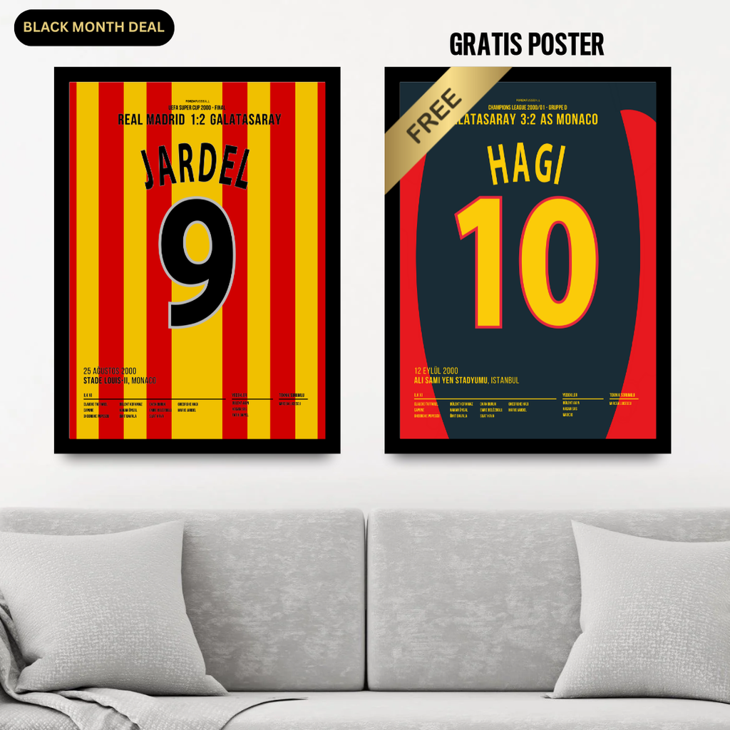 Hagi X Jardel - 1+1 Set Fußball Poster mit Rahmen
