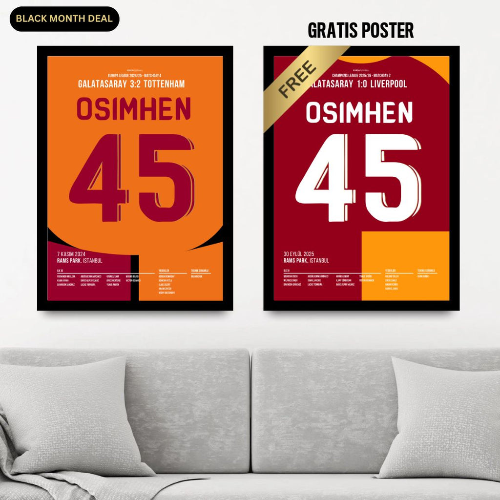 Osimhen vs Premier League - 1+1 Set Fußball Poster mit Rahmen