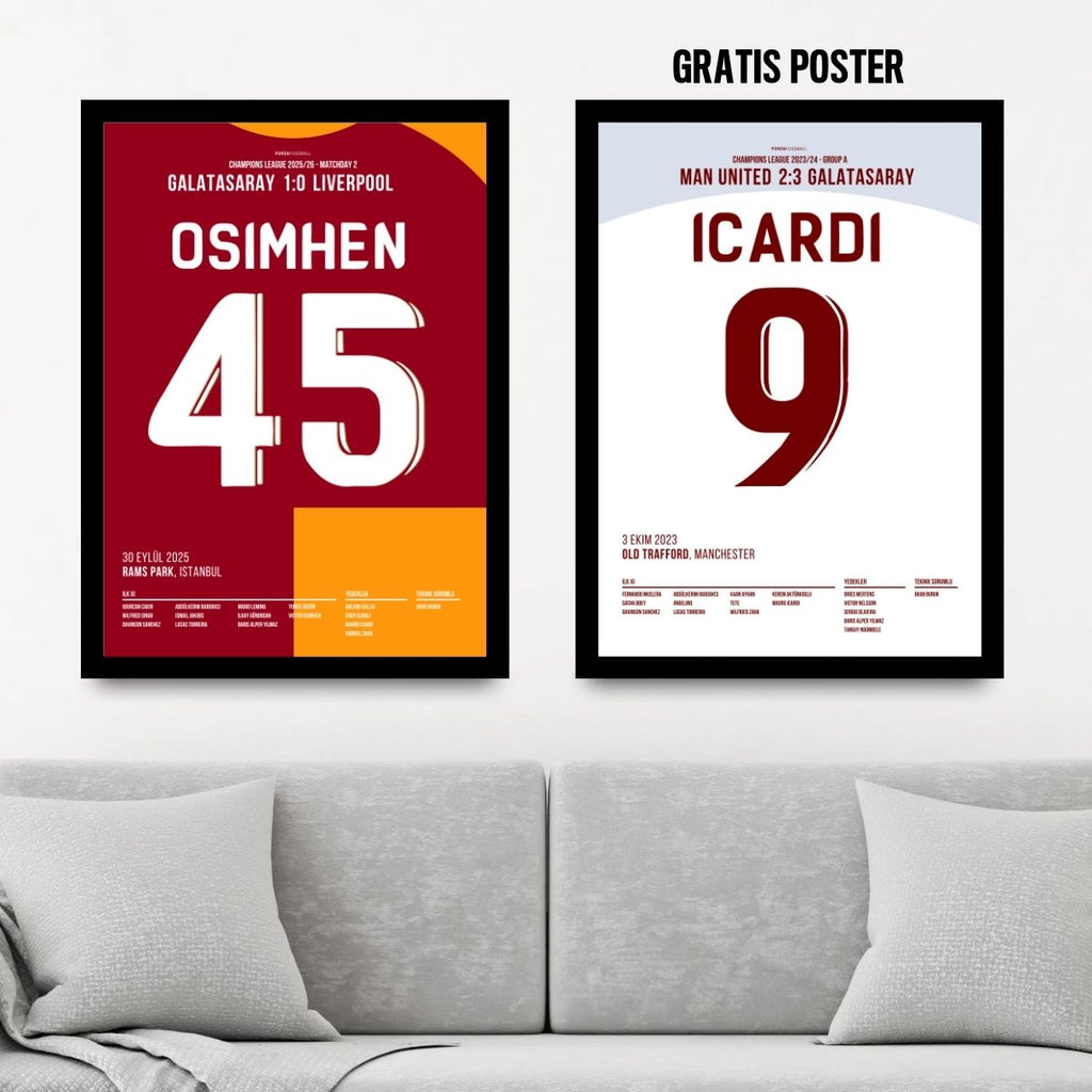 Osimhen X Icardi - 1+1 Set Fußball Poster mit Rahmen