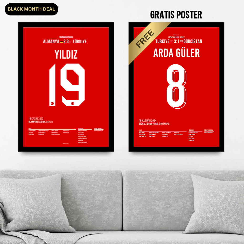 Arda Güler X Kenan Yildiz - 1+1 Set Fußball Poster mit Rahmen