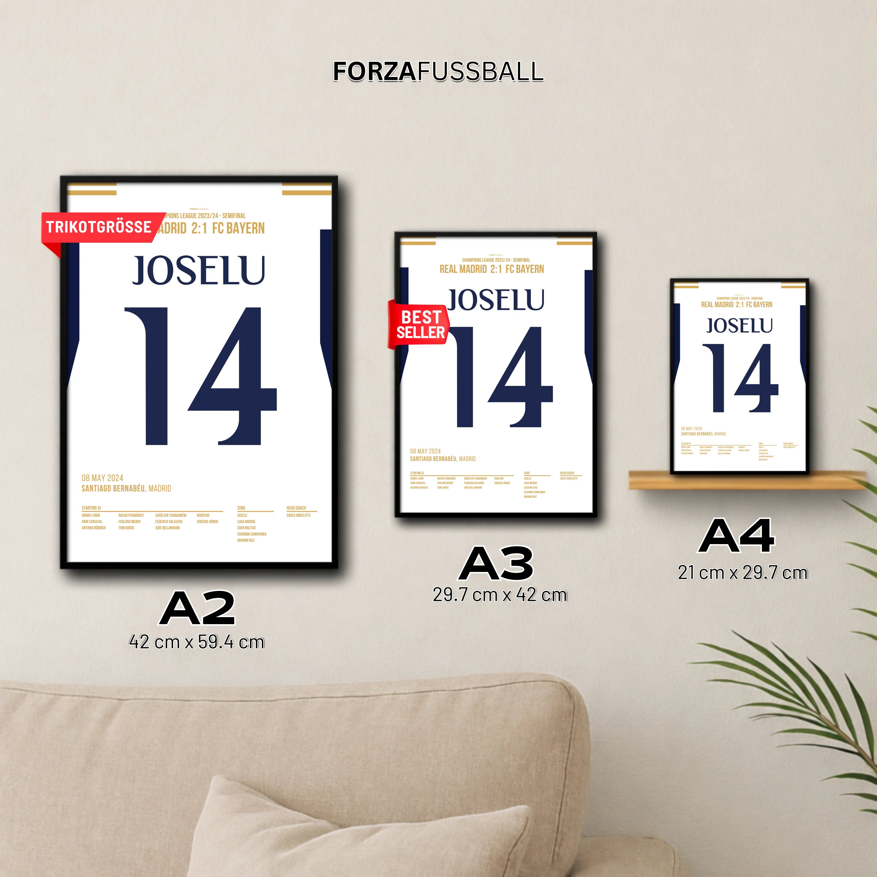 Joselu dreht das Spiel gegen Bayern und führt Real ins Finale Fußball Poster mit Rahmen