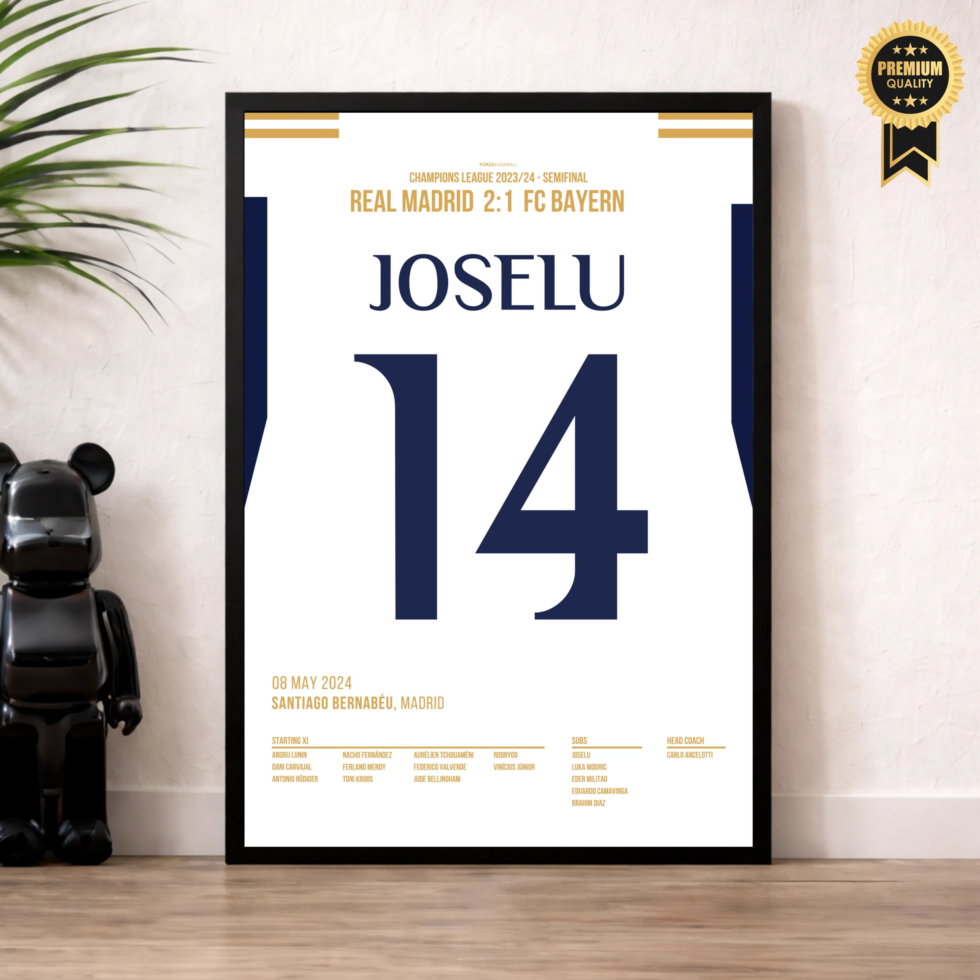 Joselu dreht das Spiel gegen Bayern und führt Real ins Finale Fußball Poster mit Rahmen
