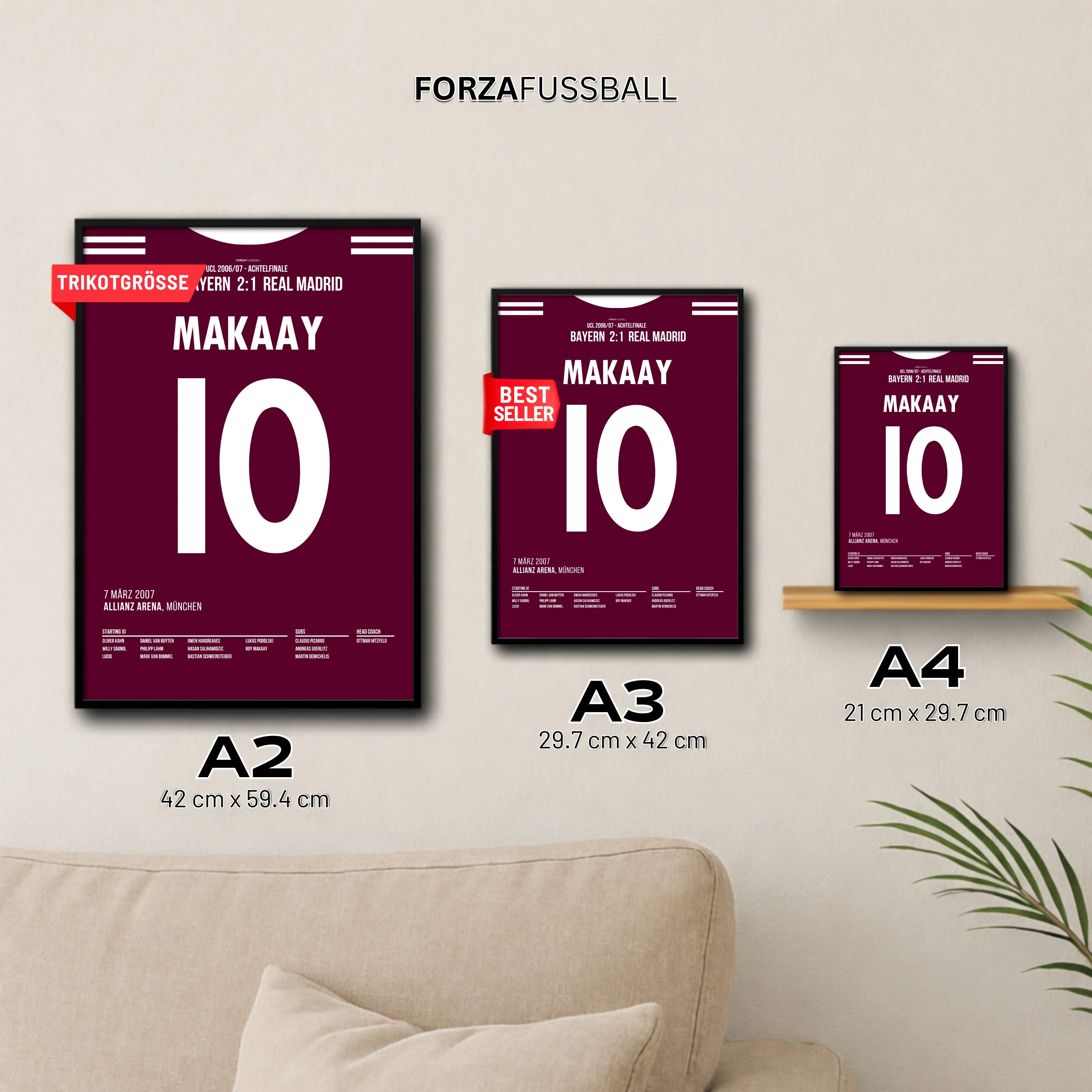 10 Sekunden! Roy Makaay erzielt das schnellste Tor der CL Geschichte Fußball Poster mit Rahmen