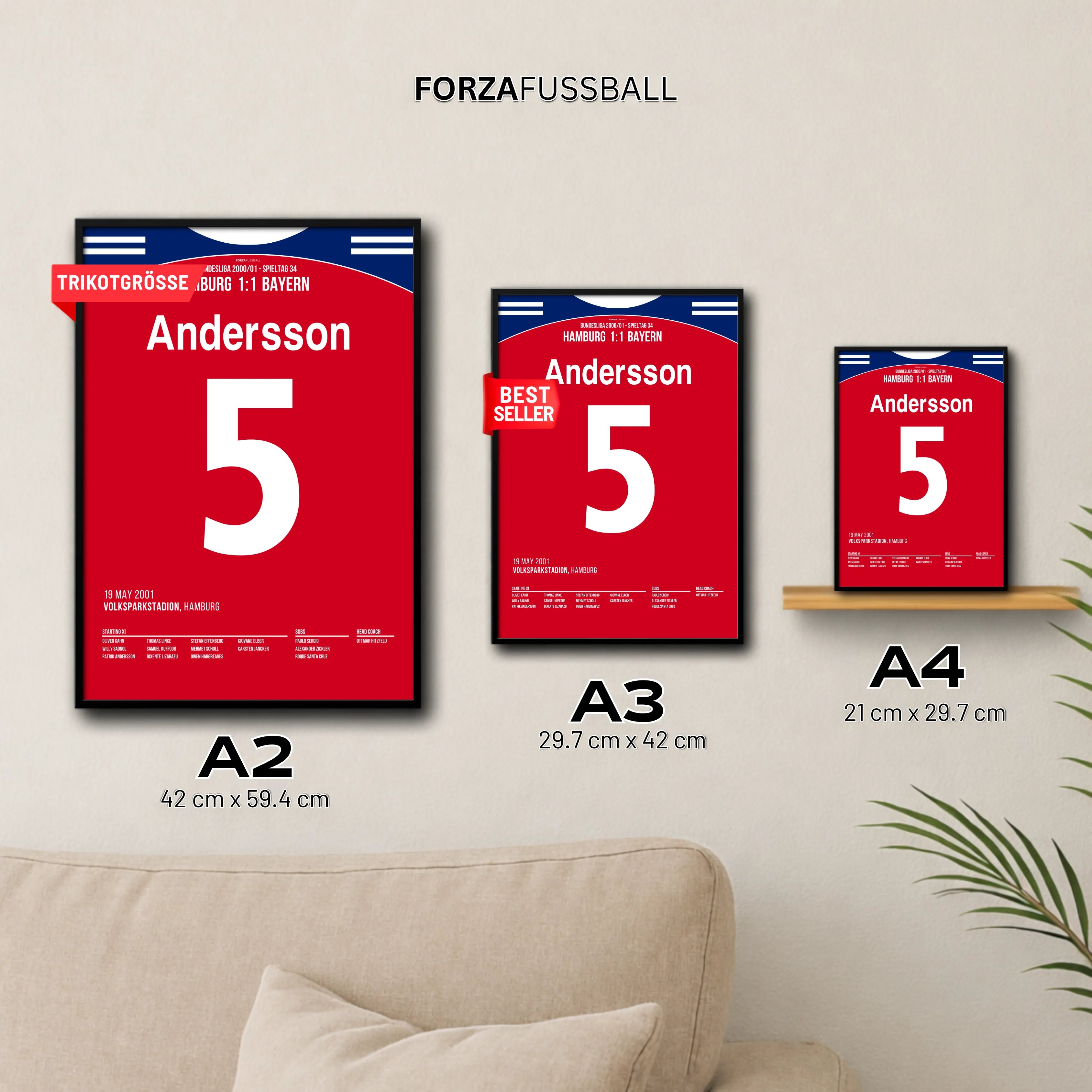 Andersson's indirekter Freistoß krönt die Bayern zum Last-Minute Meister Fußball Poster mit Rahmen