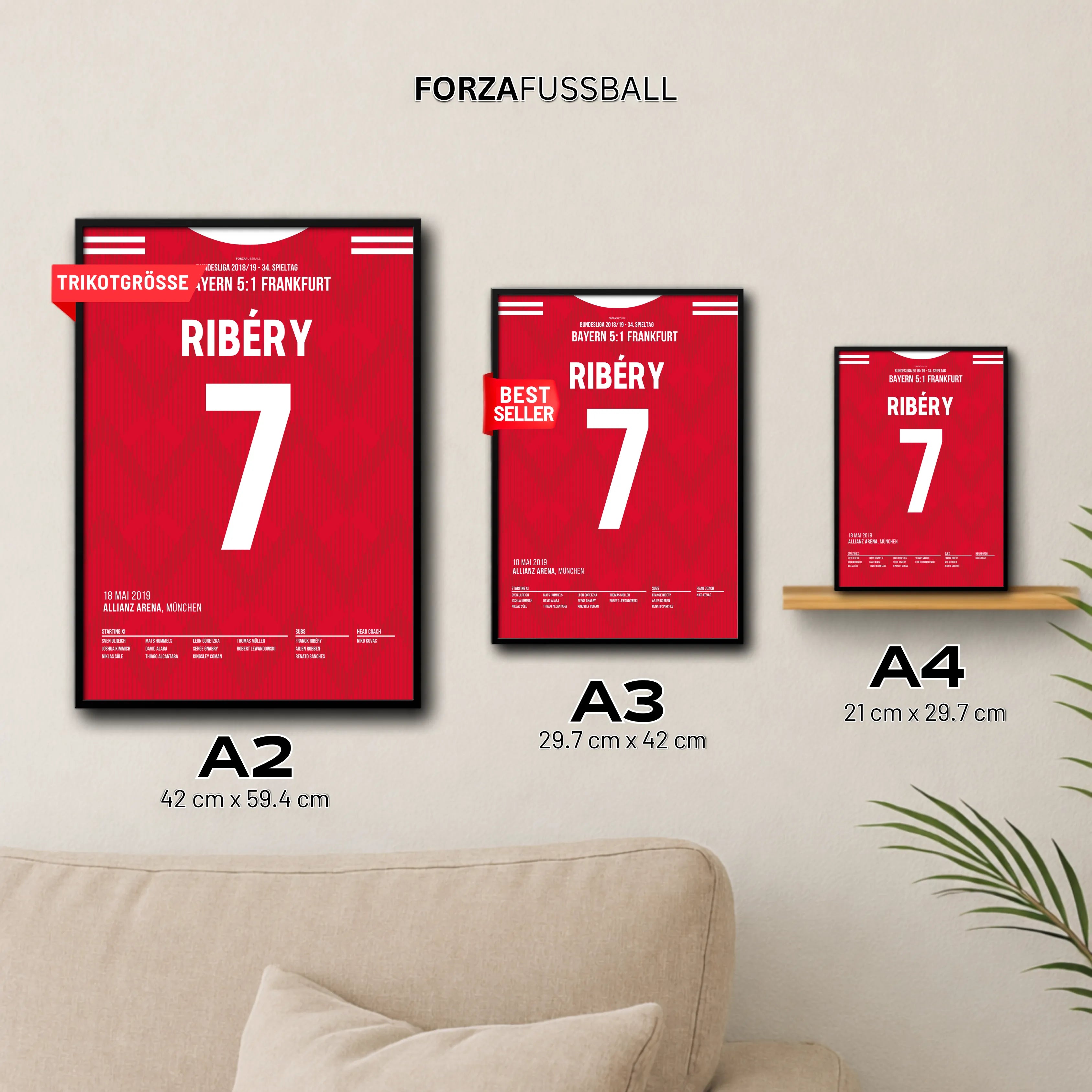 Ribery trifft in seinem letzten Bayern Spiel Fußball Poster mit Rahmen