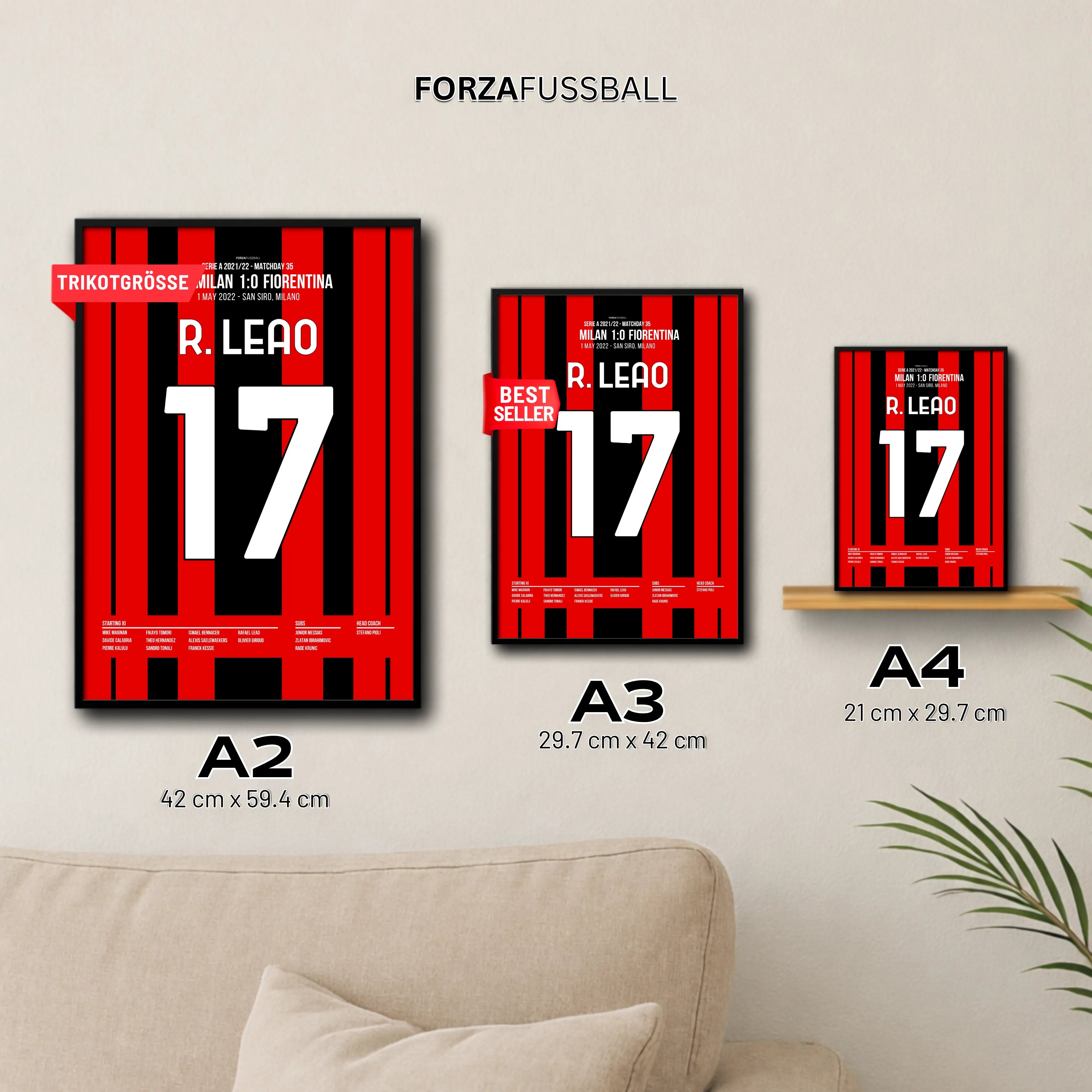 Scudetto Loading..Leao's später Siegtreffer gegen die Fiorentina Fußball Poster mit Rahmen