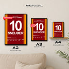 Sneijder schickt Volkan nach rechts und nach links Fußball Poster mit Rahmen