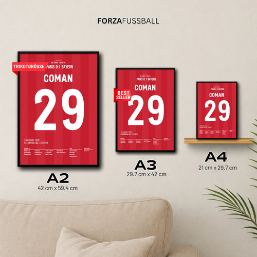 Coman köpft die Bayern zum Henkelpott 2020 Fußball Poster mit Rahmen