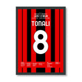 Tonali's Scudetto Tor gegen Lazio in der 92. Minute Fußball Poster mit Rahmen