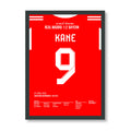 Harry Kane's Schlenzer verstummt das Bernabeu Fußball Poster mit Rahmen