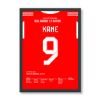 Harry Kane's Schlenzer verstummt das Bernabeu Fußball Poster mit Rahmen