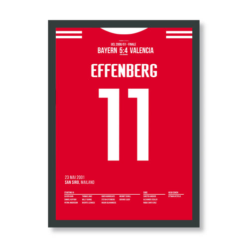 Effenberg stemmt den Henkelpott in den Mailänder Nachthimmel Fußball Poster mit Rahmen