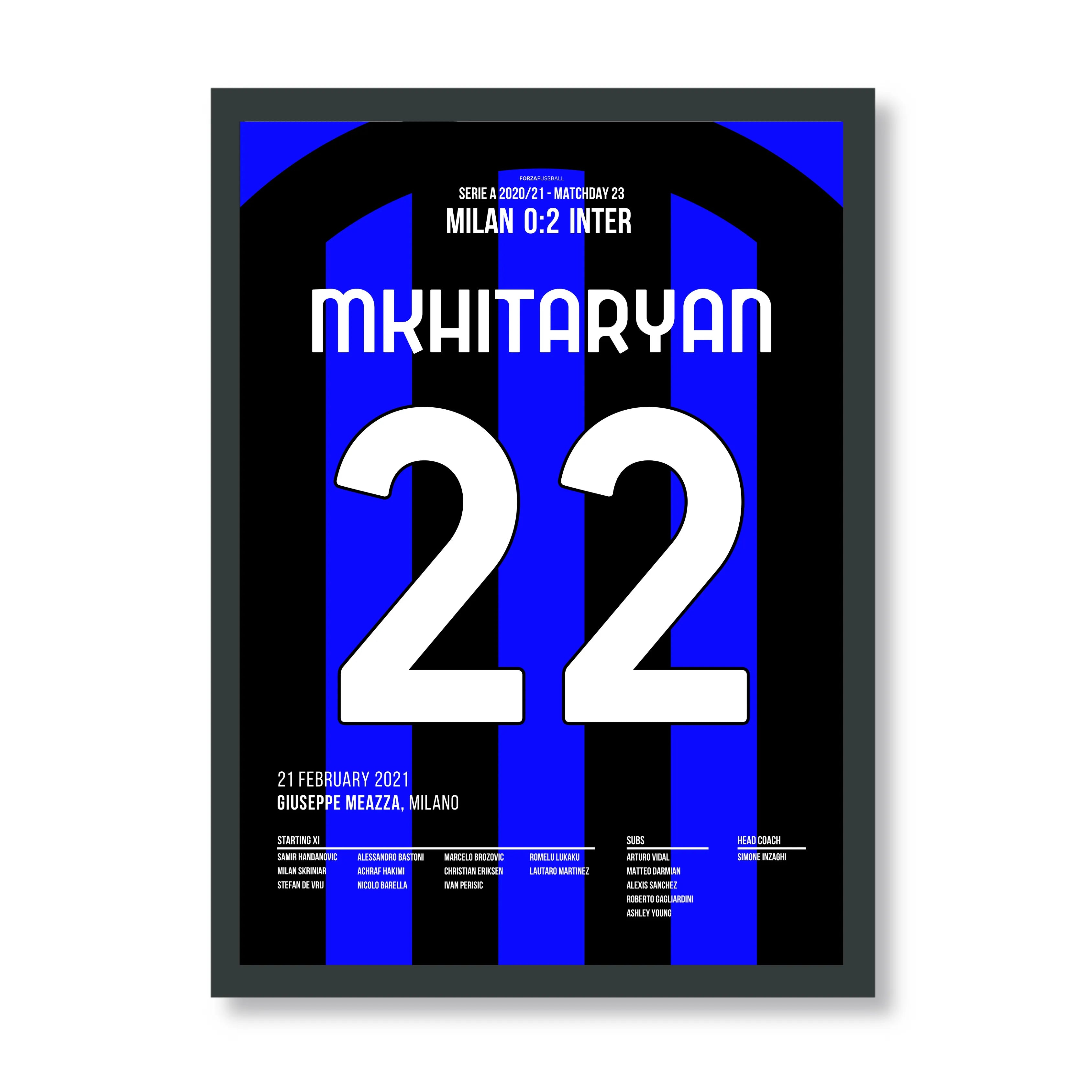 Mkhitaryan und Inter überrollen Milan im Euroderby 2023 Fußball Poster mit Rahmen