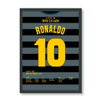 Fenomeno! Ronaldo mit legendären Übersteigertor im Uefa Cup Finale 1998 Fußball Poster mit Rahmen