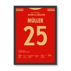 Müller und die Bayern schießen Prime Barca mit 4:0 ab Fußball Poster mit Rahmen