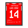 Luis Diaz wirft die Königlichen aus der UCL 25/26 Fußball Poster mit Rahmen