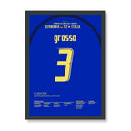 Fabio Grosso trifft in der 119. gegen Deutschland 2006 Fußball Poster mit Rahmen
