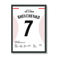 Shevchenko entscheidet das CL Finale 2003 gegen Juve Fußball Poster mit Rahmen