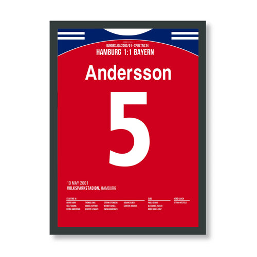 Andersson's indirekter Freistoß krönt die Bayern zum Last-Minute Meister Fußball Poster mit Rahmen