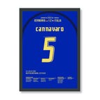 Cannavaro macht das Spiel seines Lebens im Halbfinale 06 vs Deutschland Fußball Poster mit Rahmen