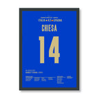 Federico Chiesa mit dem Schlenzer gegen Spanien Fußball Poster mit Rahmen