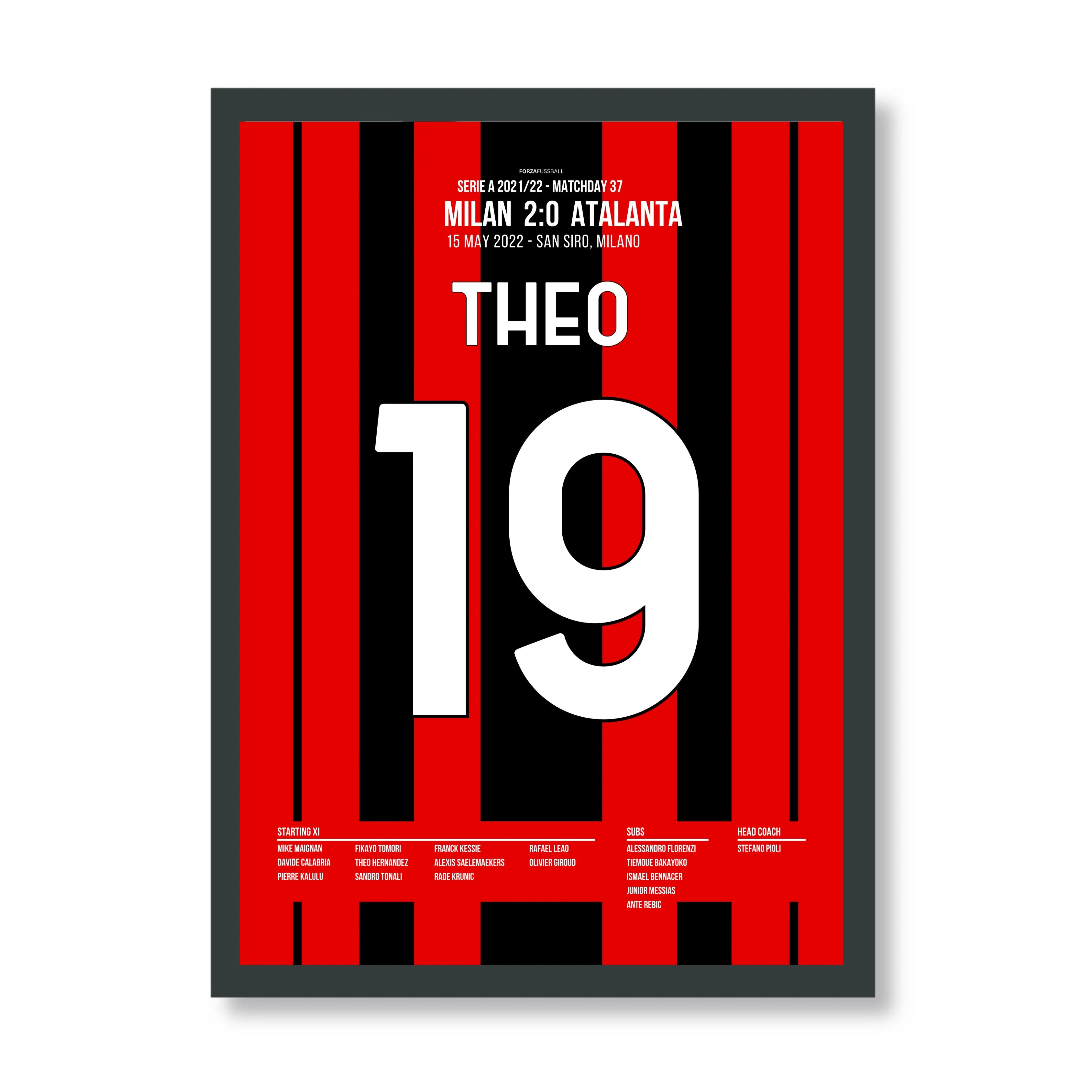 Theo Hernandez' Solo-Tor vs Atalanta lässt San Siro tanzen Fußball Poster mit Rahmen