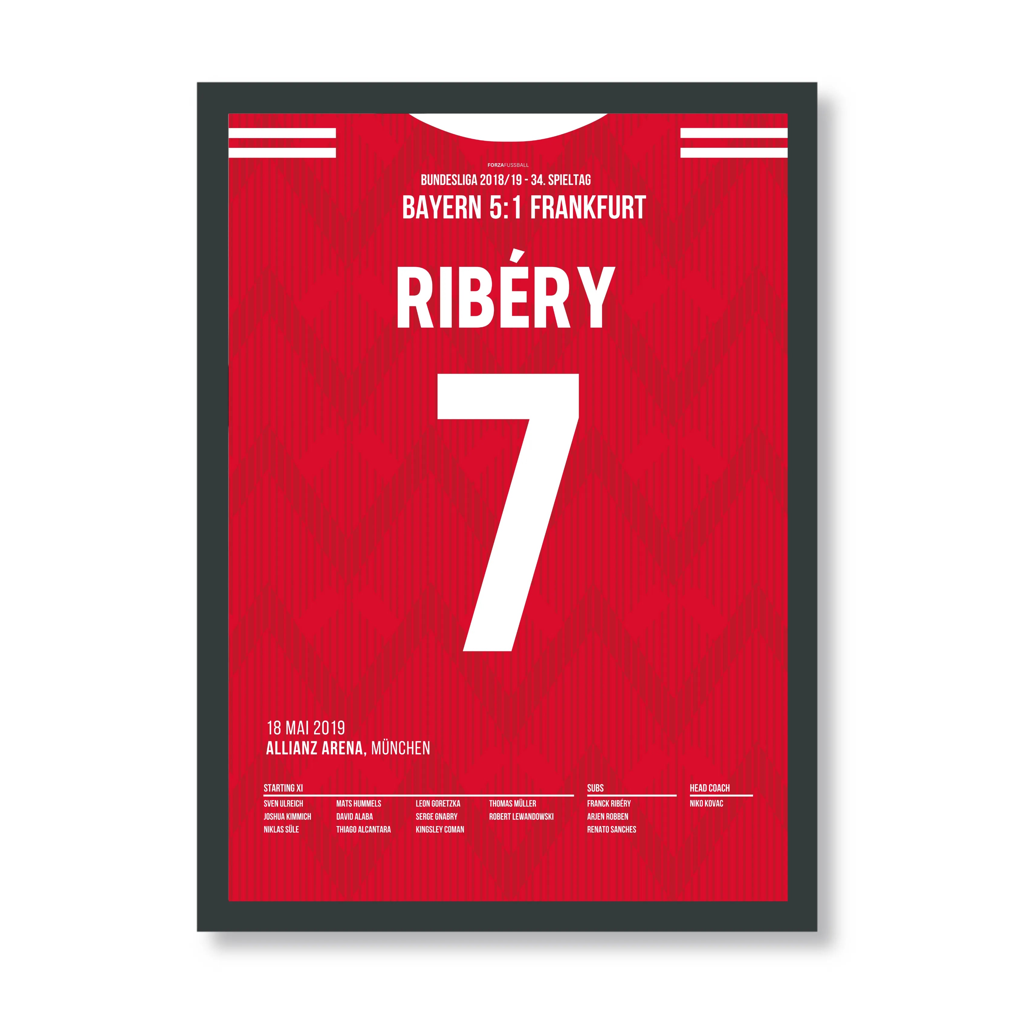 Ribery trifft in seinem letzten Bayern Spiel Fußball Poster mit Rahmen