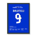 Balotelli´s Doppelpack entscheidet das Halbfinale gegen Deutschland Fußball Poster mit Rahmen