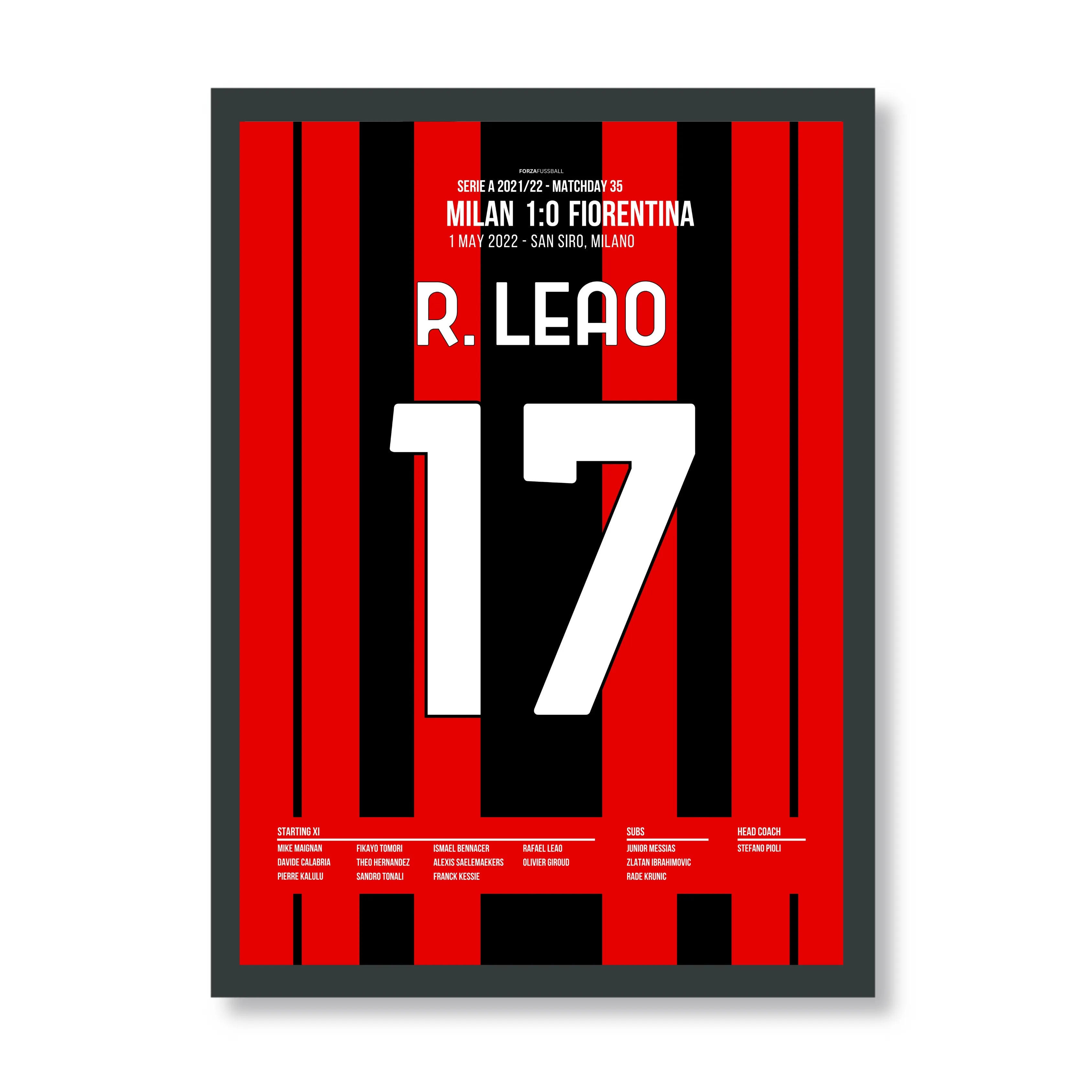 Scudetto Loading..Leao's später Siegtreffer gegen die Fiorentina Fußball Poster mit Rahmen