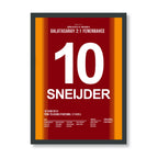 Sneijder schickt Volkan nach rechts und nach links Fußball Poster mit Rahmen
