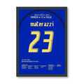 Materazzi köpft Italien Richtung WM Titel 2006 Fußball Poster mit Rahmen