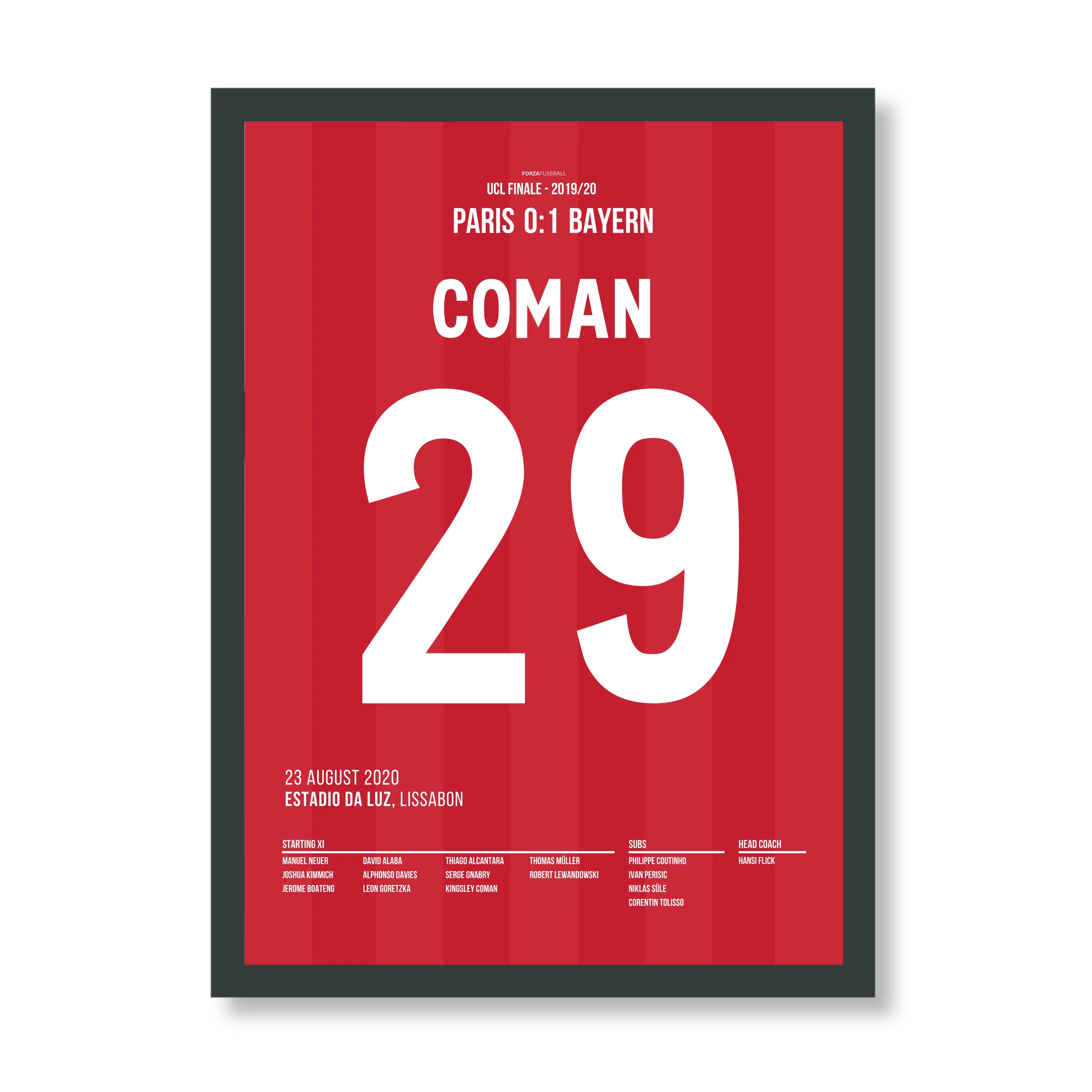 Coman köpft die Bayern zum Henkelpott 2020 Fußball Poster mit Rahmen