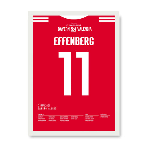 Effenberg stemmt den Henkelpott in den Mailänder Nachthimmel Fußball Poster mit Rahmen