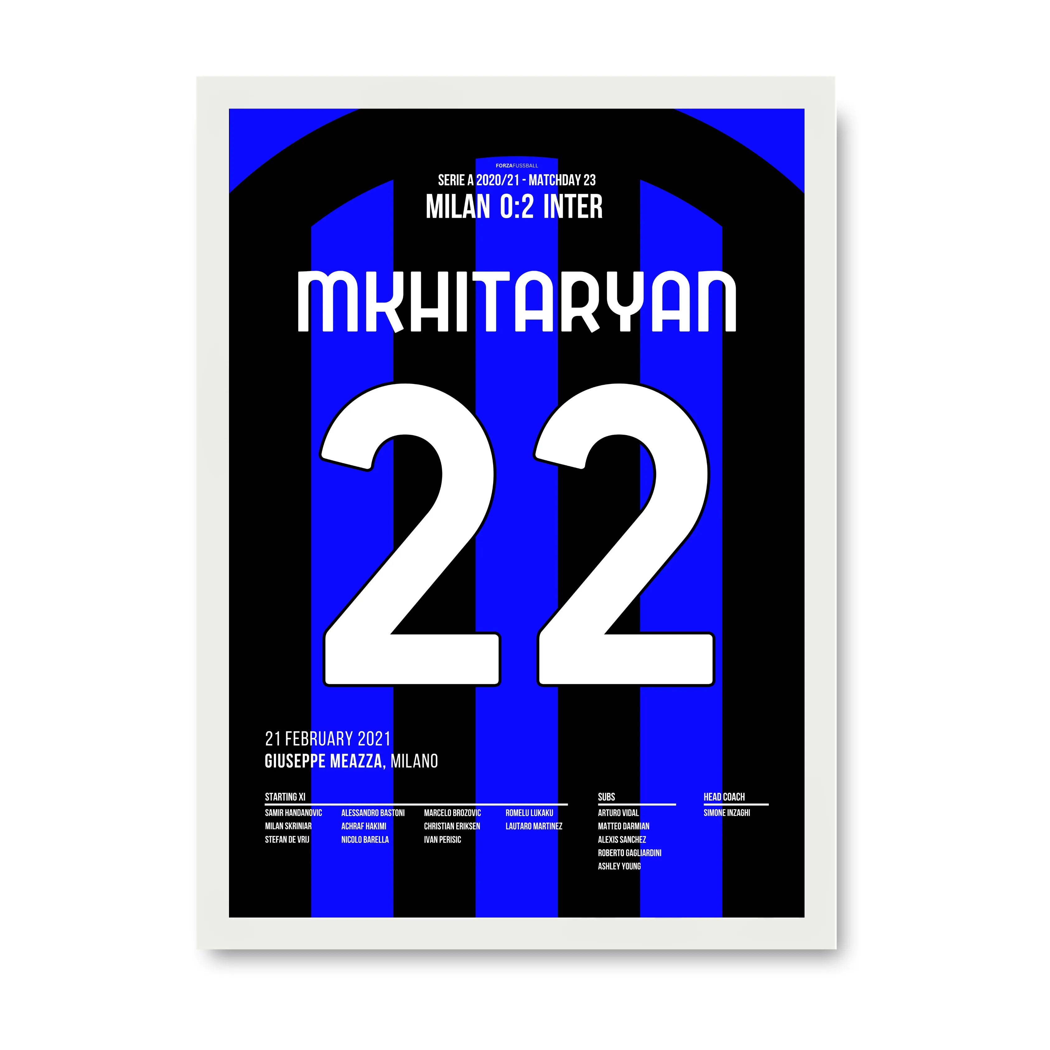 Mkhitaryan und Inter überrollen Milan im Euroderby 2023 Fußball Poster mit Rahmen
