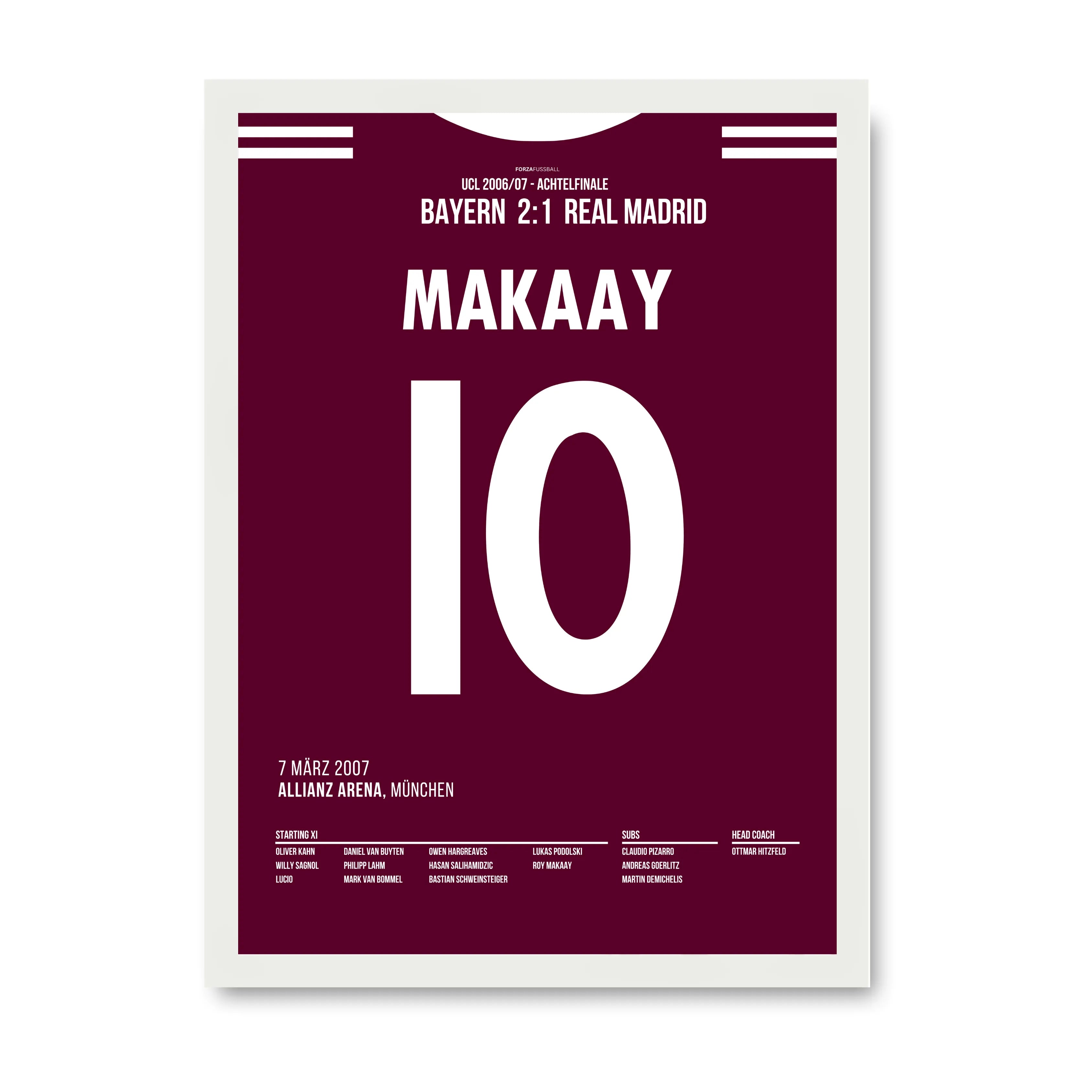 10 Sekunden! Roy Makaay erzielt das schnellste Tor der CL Geschichte Fußball Poster mit Rahmen
