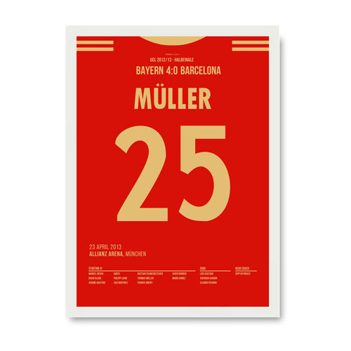 Müller und die Bayern schießen Prime Barca mit 4:0 ab Fußball Poster mit Rahmen