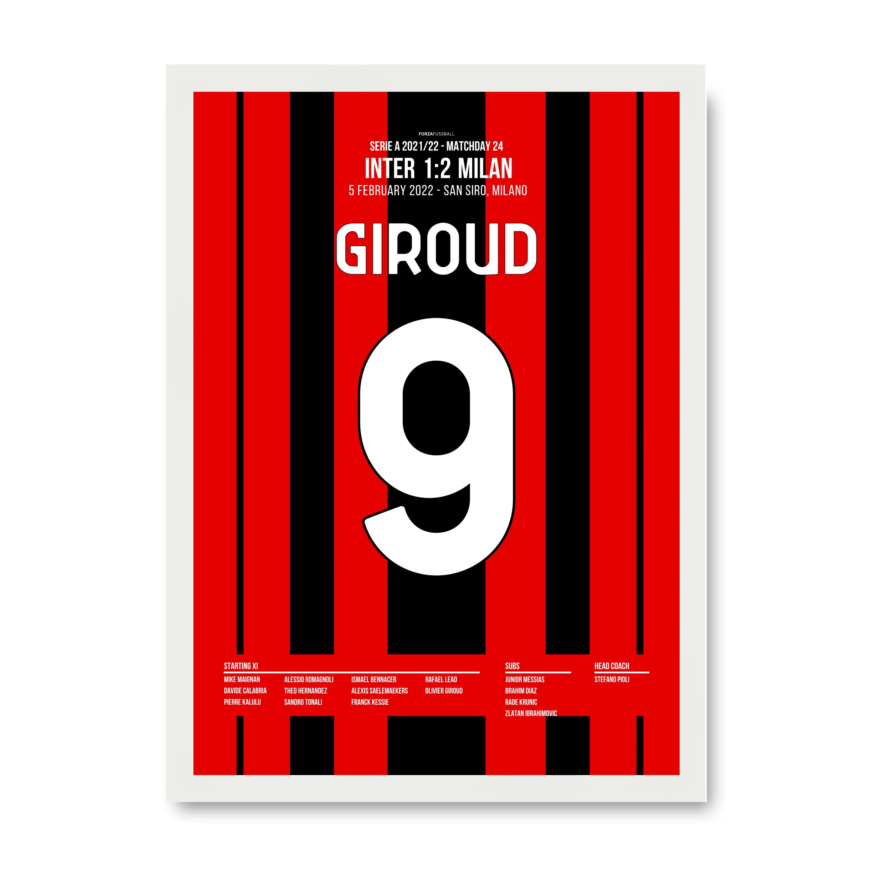 Doppelschlag! Giroud dreht das Derby gegen Inter Fußball Poster mit Rahmen