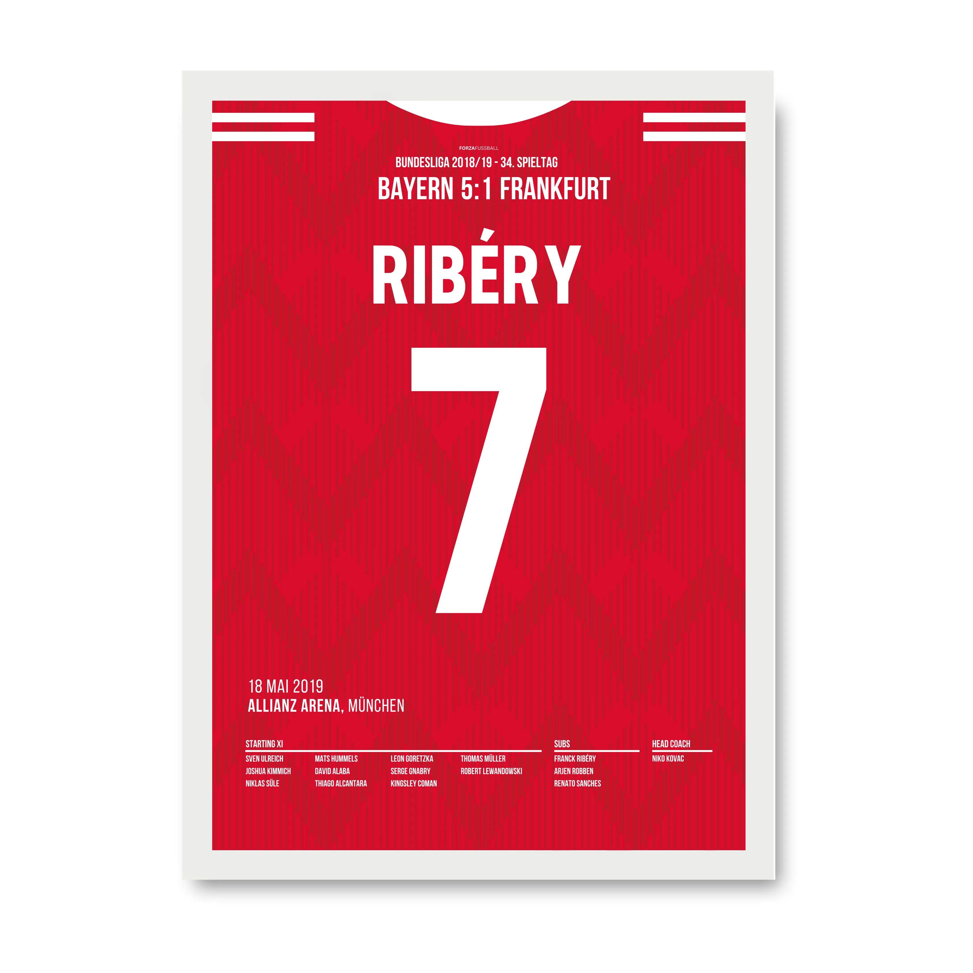 Ribery trifft in seinem letzten Bayern Spiel Fußball Poster mit Rahmen