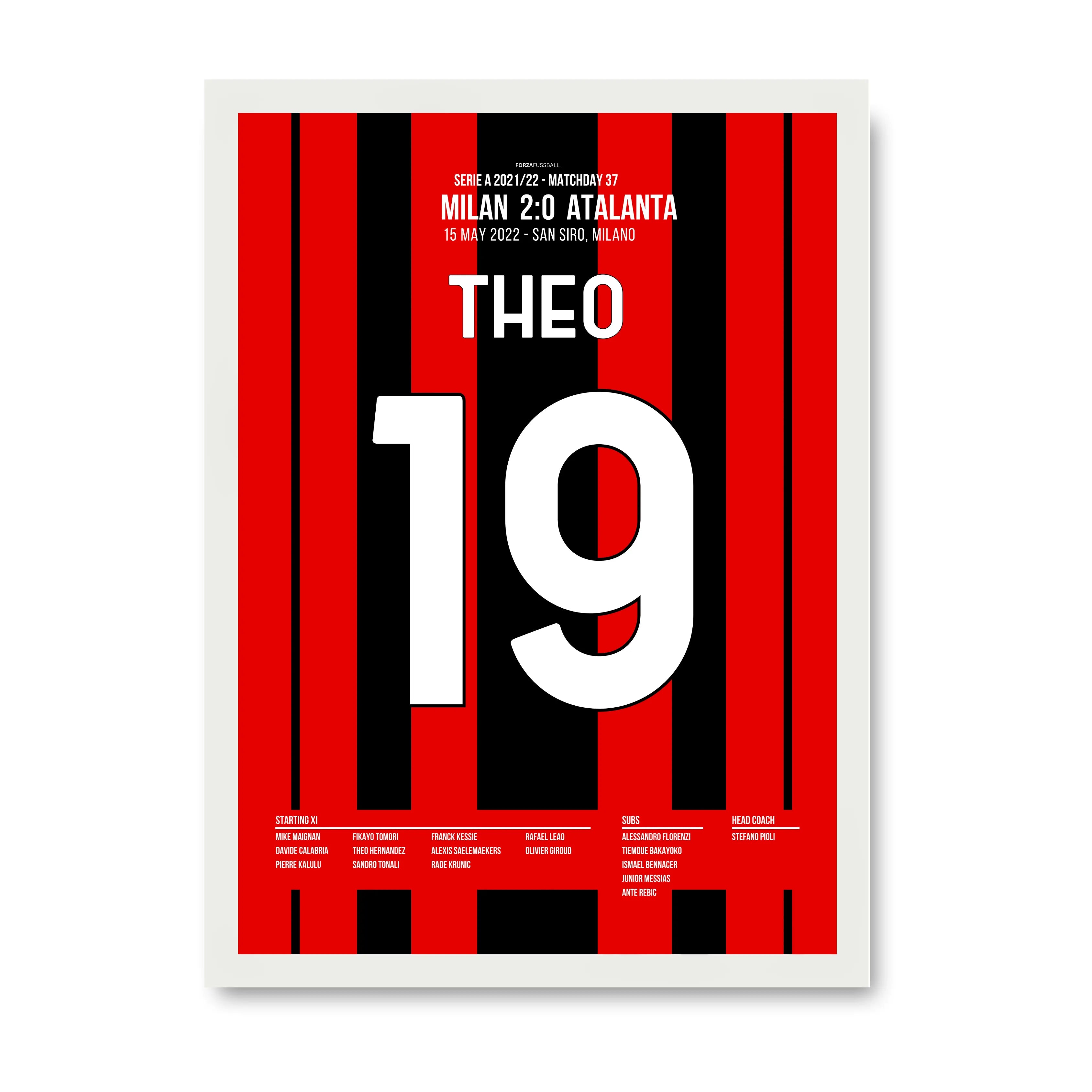 Theo Hernandez' Solo-Tor vs Atalanta lässt San Siro tanzen Fußball Poster mit Rahmen