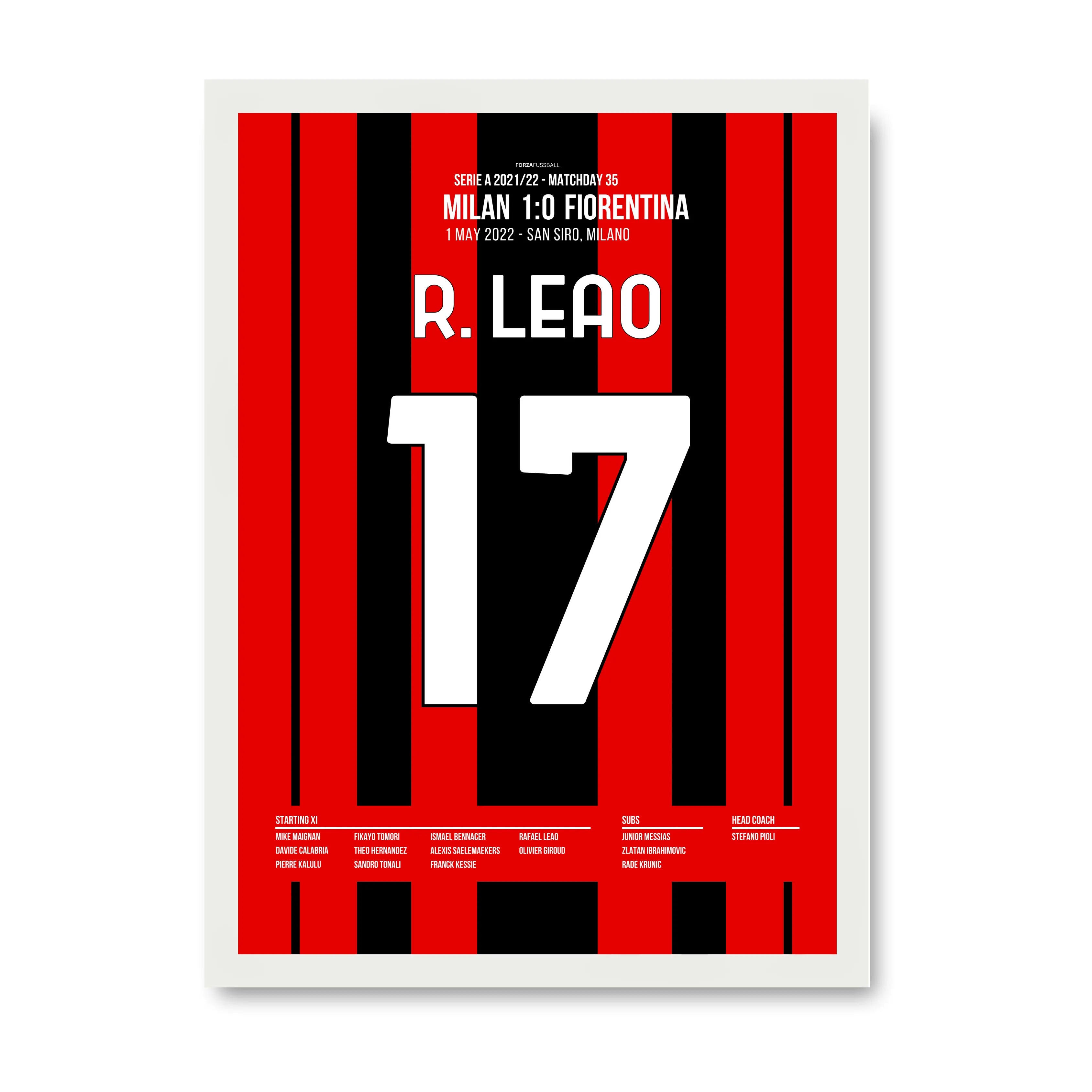 Scudetto Loading..Leao's später Siegtreffer gegen die Fiorentina Fußball Poster mit Rahmen